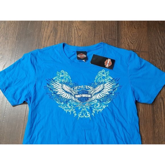 HARLEY DAVIDSON Smoky Mountain Women's T-Shirt Turquoise Size L. MARYVILLE TN - Picture 2 of 11